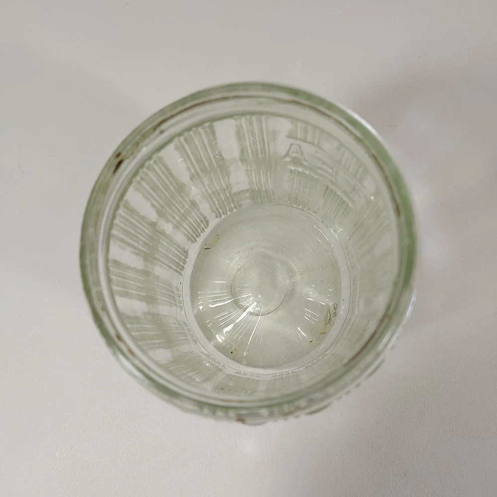 Antique HOOSIER STYLE CABINET Clear‎ Glass Tea Jar Canister Ribbed Lid 5